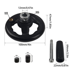 Rrina 0.47x4inch Diameter Round Hand Wheel W Revolving Knob Handle for Mill Drillpress Crank Lathe