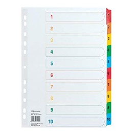 Soennecken Index 1579 DIN A4 1-10 Full Height Cardboard Coloured