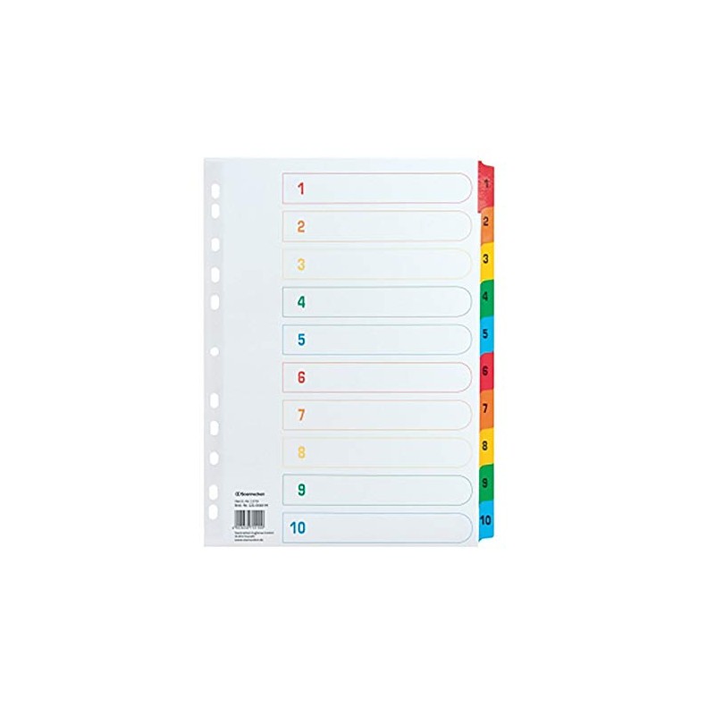 Soennecken Index 1579 DIN A4 1-10 Full Height Cardboard Coloured