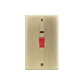 Knightsbridge CS82NAB 45A DP Switch with Neon (double size) - Square Edge Antique Brass