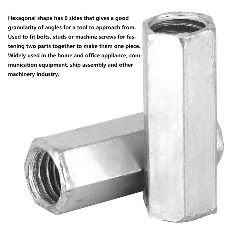 10pcs Long Rod Nut Hex Coupling Nuts Hexagonal Sleeve Nut