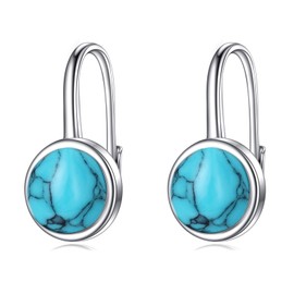 CRMAD Turquoise Earrings for Women Sterling Silver Turquoise Leverback Earrings Turquoise Jewelry Gift for Women (turquoise)