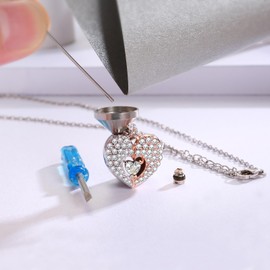 Dual Heart Urn Pendant Necklace 925 Sterling Silver Hold Two Keepsakes Cremation Jewelry for Ashes Memorial Necklace