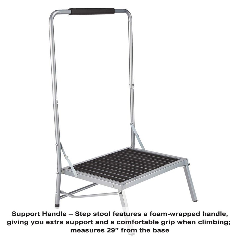 LivingSURE Extra Wide Folding Step Stool with Foam-Grip Handle –