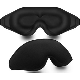 3D men's and women's sleep mask, comfortable dark contour shading mask, can protect eyelash extension, adjustable shoulder strap is suitable for sleep, flight, travel, yoga, lunch break sleep mask. (black)