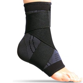 Ankle Support Brace Adjustable Strap Foot Compression Sleeves Socks for Achilles Tendonitis, Heel Support Ankle Sport Protector for Ligament Damage, Weak Sprained, Plantar Fasciitis, (L-Black)