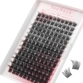 Lash Clusters Wispy Cluster Eyelash Extensions Invisible Lash Band 140Pcs 10-16mm Natural Fluffy Lashes Extensions D Curl Volume Individual Eyelashes for Beginners (QB-10-16mm-140PCS)