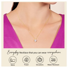 Everyday Elegance Solid 14K Yellow Gold Cubic Zirconia Solitaire Pendant for Women in Heart Shape | 2 CTW CZ | With Gift Box