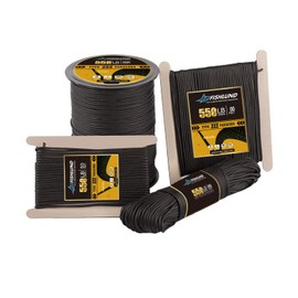 FISHLUND Paracord 550 lb, 7 Strand Type III Paracord Rope 50ft 4mm, High Strength Nylon Parachute Cord for Camping, Survival, Tactical and Hiking, Black