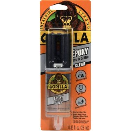 Gorilla Glue Clear Epoxy Syringe Bonds Steel, Aluminum, Wood, Ceramic, Tile, Pls