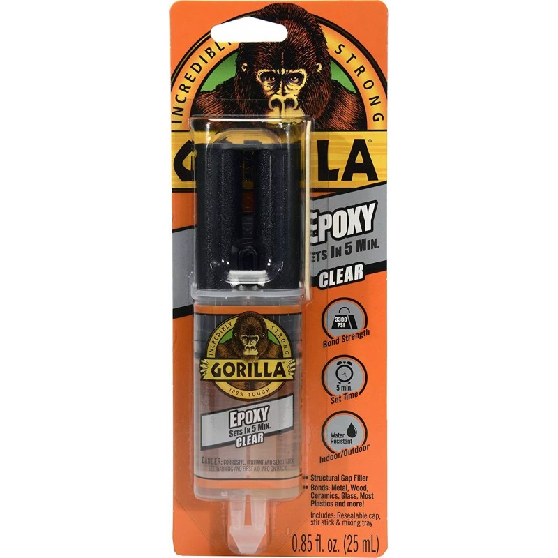 Gorilla Glue Clear Epoxy Syringe Bonds Steel, Aluminum, Wood, Ceramic,