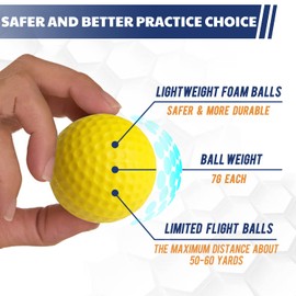 JAYA 12 pack Foam Golf Practice Balls, Realistic Feel and Limited Flight, Soft for Indoor or Outdoor Training