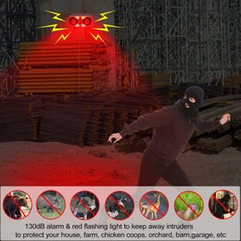 KEEDA USB/Solar Charging, Acoustic Alarm, Strobe Light Motion Sensor Siren Alarm, Dual Speakers 130dB Loud Noise Maker for Farm, Barn, Villa, Orchard (1 Pack)