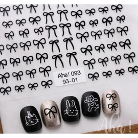Nail Knot Ribbon Nail Deco Sticker Summer Deco Nail Sticker Character, 1 Piece, aha093-04 (Silver) / 네일 매듭 리본 네일 데코 스티커 여름 데코 네일스티커 캐릭터, 1개, aha093-04(실버)