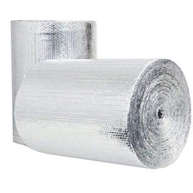 US Energy Products Double Sided Reflective Heat Radiant Barrier Aluminum Foil Insulation (1/4 Thick R8 Double Poly-Air) Roll: Walls Attics Air Ducts Windows Radiators HVAC Garages + More (12" x 50')