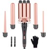 5-in-1Curling Wand Iron, Multifunction Curling Tongs Set with Interchangeable Ceramic Coating Barrels, Curling Wand for Long/Short Hair, LCD Display for Different Size Curls and Waves