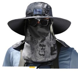 2024 Unisex Wide Brim Solar Fan Outdoor Fishing Hat-Solar & USB Charging, Sunscreen Sun Hat with Fan, Camping Uv Protection Upf50+ - Color: Khaki