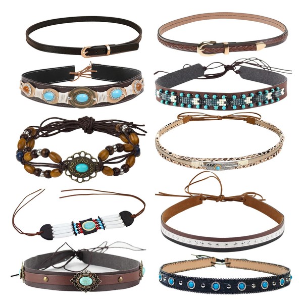 NiceYnn 8/10/12pcs Replacement Hat Band Western Cowboy Hat Bands for