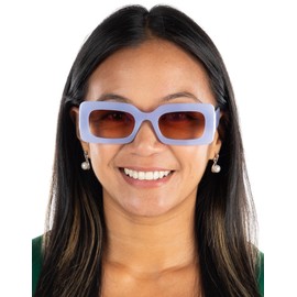 Funky Junque Oversized Vintage Sunglasses for Women, Retro Square Frames, Big Glasses, Light Blue Frames/Brown Lenses, One Size