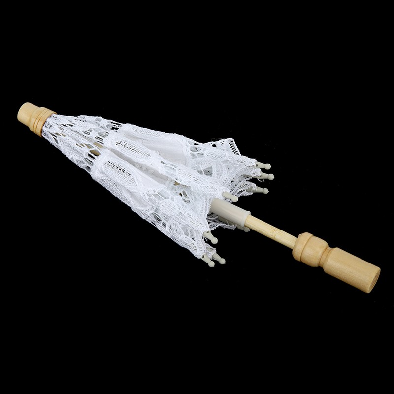 Bridal Umbrella Lace Cotton Embroidery Handmade Parasol Umbrella Wedding Supply(White
