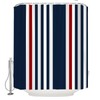 QSSMQS Navy Blue Red Striped Shower Curtain Modern Abstract Vertical
