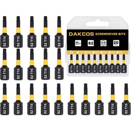 DAKCOS T15 Torx Bit, Impact Driver Bits, 1/4" Screwdriver Bit Sets, 20PCS Premium S2 Alloy Steel Bits, 25mm Long