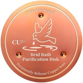 QWACVRTM Bird Bath Copper Disk, 99.99% Pure Copper Cleaning Disk, Natural Cleaning Solution for Outdoor Birdbath, Helps Extend time Between birdbath Cleaning, Fit for Outdoor Birdbaths, Bowl