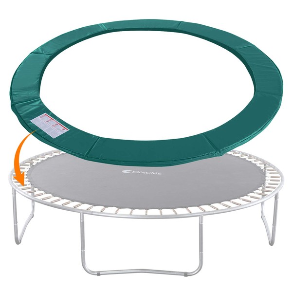 Exacme Trampoline Replacement Safety Pad Round Spring Cover, No Hole for Pole (Green, 16 Foot)