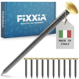 FIXXIA Picture Nails with or without Impact Aid, 30 Pieces Diameter 2 mm, Black with Gold or Silver Decorative Head Diameter 6 mm, 20, 25, 30, 40, 50 mm, Concrete Nails, Wall Nail (Gold, 20 mm)