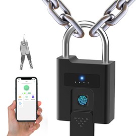 KEYLESSLIFE Outdoor Keyed Padlock, Fingerprints Padlock, Waterproof Shockproof App User Management Keyed Heavy Duty Gates, Cabint, Fence Support iOS Watch