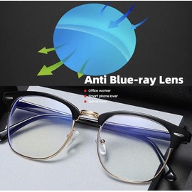 1QualitySpectacles Blue Light Blocking Glasses-2 Pack Classic Semi Rimless Clear Lens anti Eyestrai