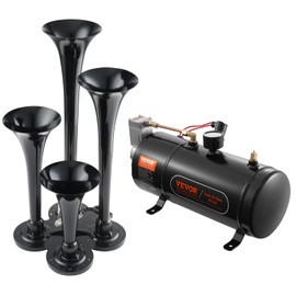VEVOR 4 Trumpet Air Horn Kit, 150dB Train Horns for Pickup Trucks, 12V 120 psi Air Compressor 0.8 Gal/3 L Tank with Gauge for Any 12V Vehicle Car Truck Train Van Boat