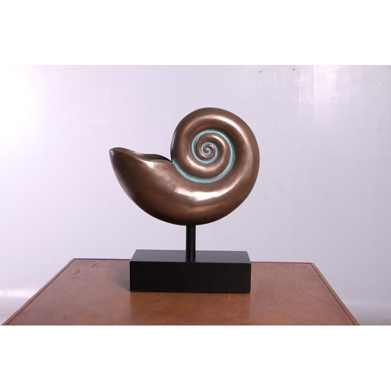 Large Nautilus Shell Sculpture Verde Bronze Finish