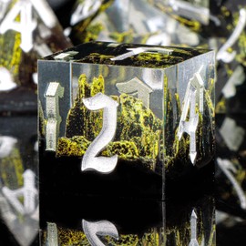 KERWELLSI Sunset Mountain DND Dice Set D&D with Gifts Box, Sharp Edge Resin D and D Role Playing Game Dice, Polyhedral Dungeons and Dragons RPG Dice D20 D12 D10 D8 D6 D4