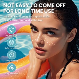 Glitter Freckles Face Tattoo, Gold Freckles Temporary Face Tattoos,Sparkle Makeup Patches, Cute & Waterproof Glitter Makeup Accessories For Women Girls, 6 Pcs