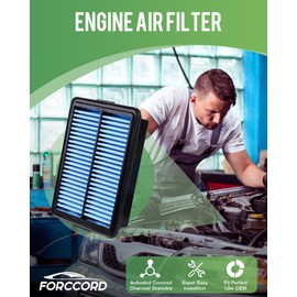 Forccord Cabin Air Filter and Engine Air Filter Fit for Kona 2018-23 1.6L 2.0L, Kia Soul 1.6L 2020-25 Replacement 97133-D1000 28113-F2000