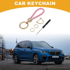 Partuto 1 Set Universal Car Keychain - Car Home Women Men Key Chain with Ring Durable - Microfiber Leather Zinc Alloy Pink Gold Tone
