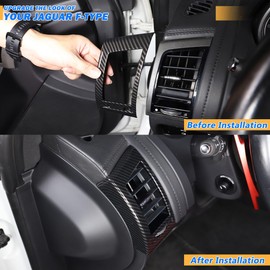 JONKOKO ABS Center Console Air Outlet Vent Frame Trim Sticker for Jaguar F-Type 2013-2024 Car Dashboard Air Conditioning Vent Outlet Cover Frame Decor Trim Accessories (Carbon Fiber)