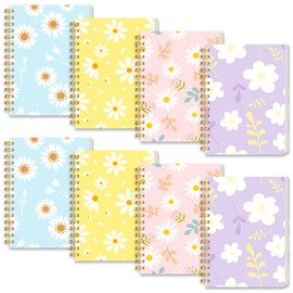 Koogel 8PCS Spiral Notebook Journals, A6 Hardcover Journal Notebooks, 80 Sheets/160 Pages Wirebound Diary Planner for School Office Home Gifts