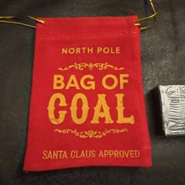 Red fabric Drawstring bag Santa's Lump of coal Set Of 10