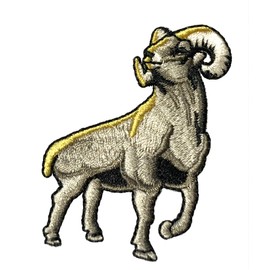 Big Horn Ram Yellowstone Animals Embroidered Patch DIY Iron-on or Sew-on Decorative Badge Emblem Vacation Souvenir Travel Gear Clothes Appliques Bears Wolves Mountains National Park Wildlife