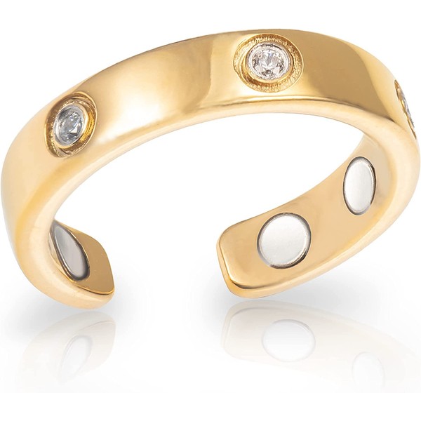 MagnetRX® Magnetic Ring for Women - Elegant Crystal Ring - Magnet Rings for Women (Gold | Ring Size: 8)