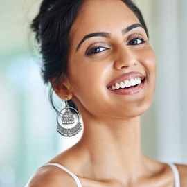 Indian Earring for Women - Boho Dangle Jhumka Drop Earrings Set - Hollow Jewellery for Girls (Silver)