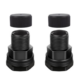 SNUTUYA PVC Garden Hose Bulkhead Fitting With Plug, 1/2" Female NPT, 3/4" Male GHT (garden Hose Thread), For Rain Barrels, Aquariums, Sinks，2 Pack