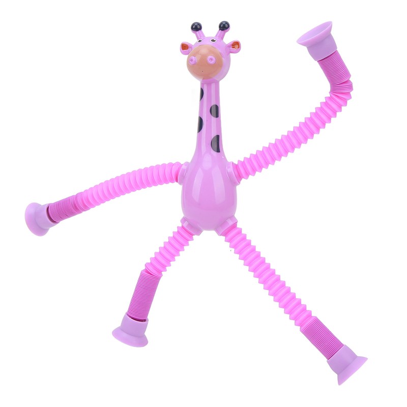 4Pcs Giraffe Tube Toy Telescopic Suction Cup Tube Giraffe Toy