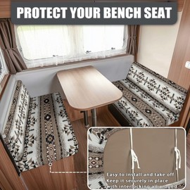 SEANATIVE RV Sofa Split Seat Cover Geometric Baja Stripe 2-Piece Set Seat Backrest Cover Loveseat Couch Sofa Camper Furniture Protective Cover RV Accessories for Inside