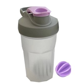 Protein Shaker Bottle Blender for Shake and Pre Work Out, Best Shaker Cup (BPA free) w. Classic Loop Top & Whisk Ball, Kitchen Water Bottle (Purple Grey Top/Clear Body, 16OZ-400ML-1PACK)