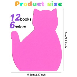 Oruola 12 Pads Cat Sticky Notes,Cat School Supplies,Cat Gifts for Women, Colorful Sticky Notes 30 Sheets/Pad,Desk Supplies for Women Office Aesthetic Animal Sticky Notes Gifts for Cat Lovers 6 Colors
