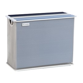 Mind Reader Vertical File Storage, Desktop Organizer, Hanging Files, Office, Metal Mesh, 12.25" L x 5.5" W x 10" H, White