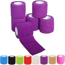 Unbranded 6 First Aid 2"x 5 Yds Self Adhesive Bandage Rolls Wrap Purple Medical Wound Tape